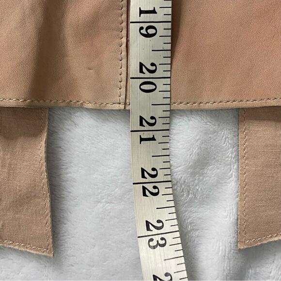 LaMarque Women's Cropped Moto Jacket Size Large Leather Light Pink Open Front - Picture 10 of 10